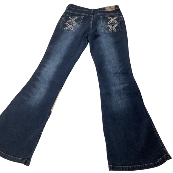 Fitelle Paris Embellished Bootcut Jeans Size 27 Beaded Patchwork Denim boho–Y2K - Picture 2 of 9